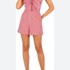 Petal & Pup Bambi Gingham Cotton Bow front Romper